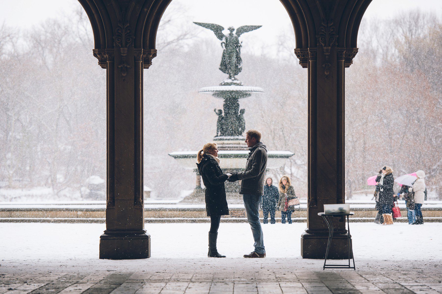 surprise proposal heiratsantrag hochzeitsantrag central park new york bethesda fountain