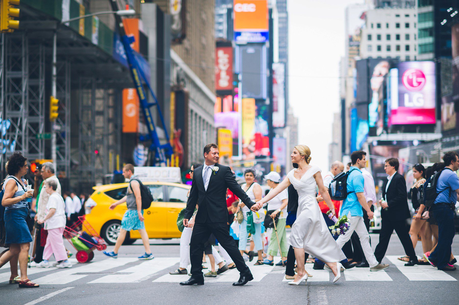 NYC elopement Times Square 42nd street
