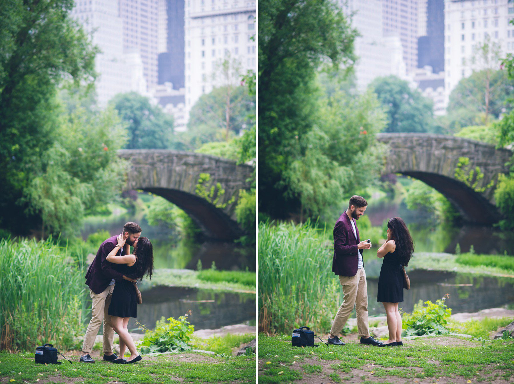 Heiratsantrag proposal New York Central Park Gapstow Bridge