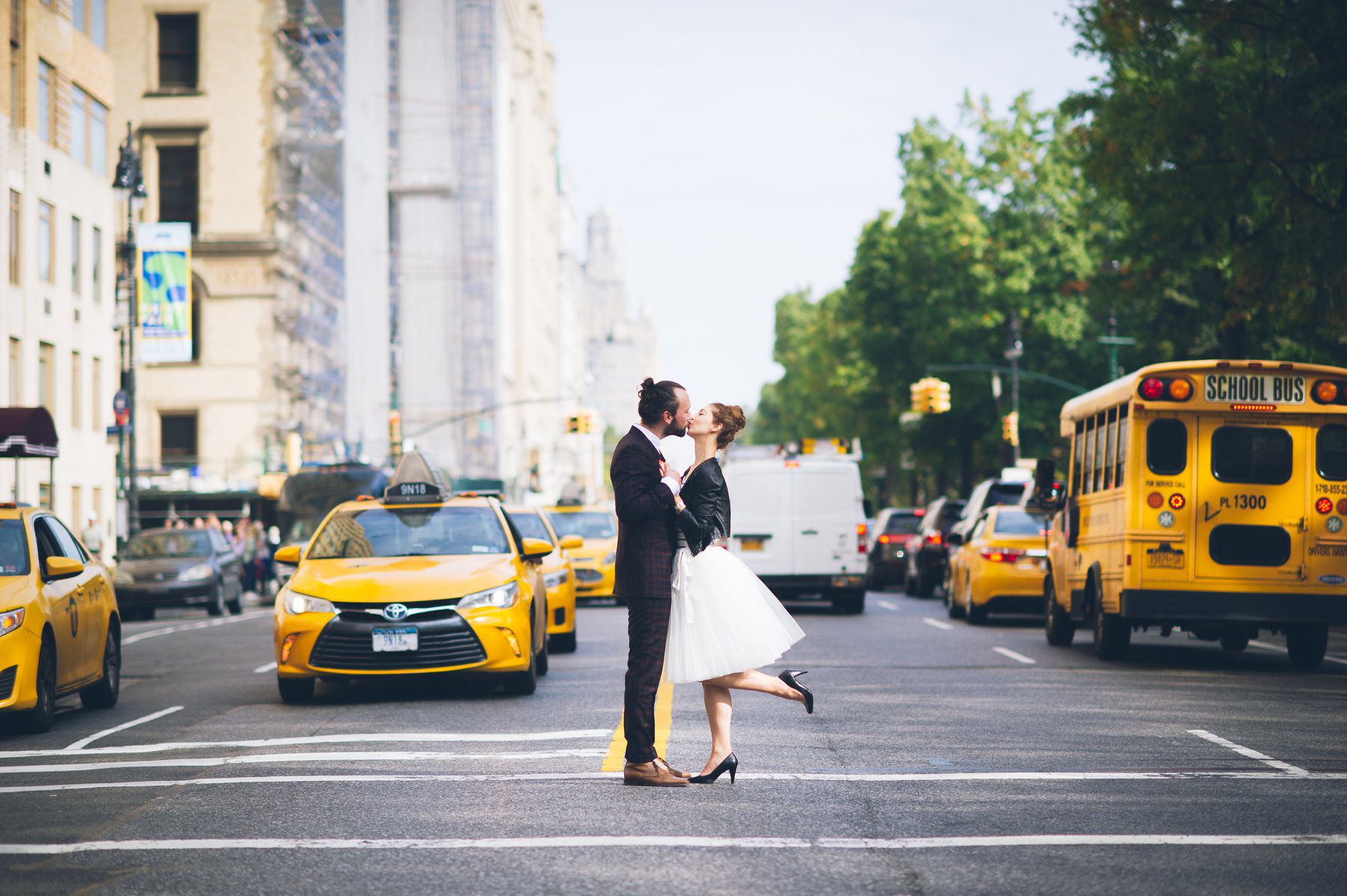 Street Crossing Wedding Photo