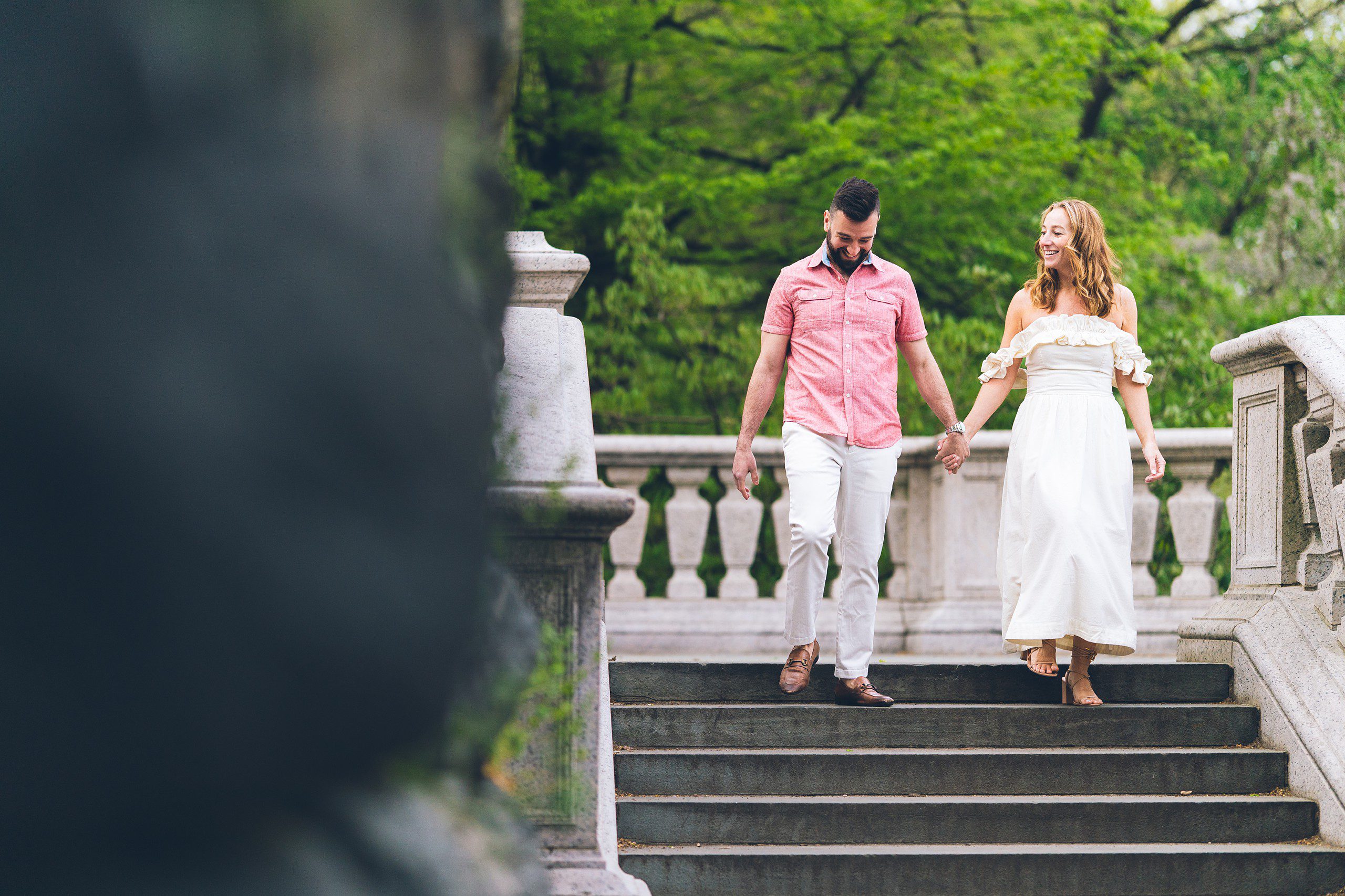 Cherry Blossom in NYC: Riverside Park Engagement Photos by Sascha Reinking Photography