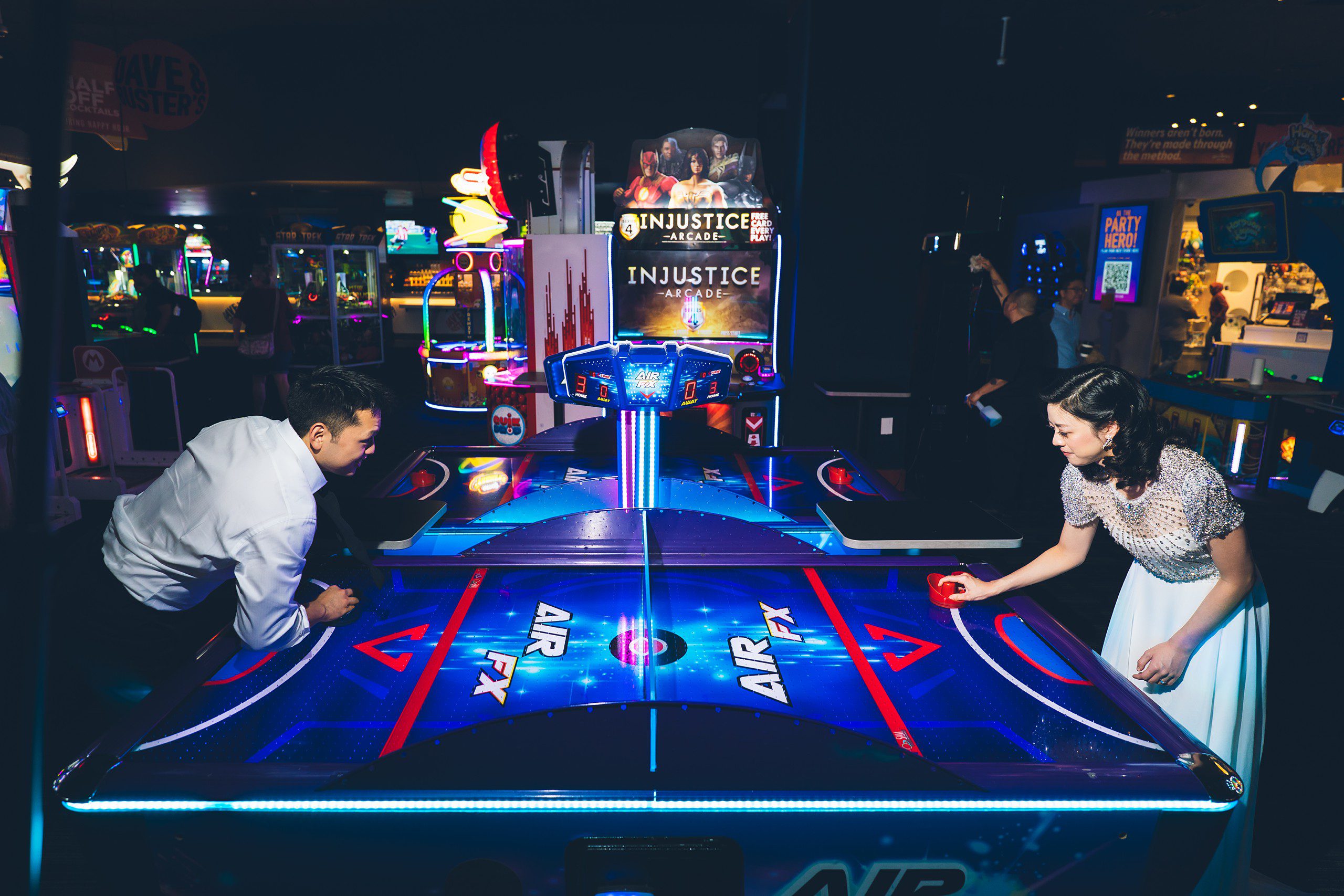 Wedding Photo Session at Dave & Buster’s in NYC by Sascha Reinking Photography