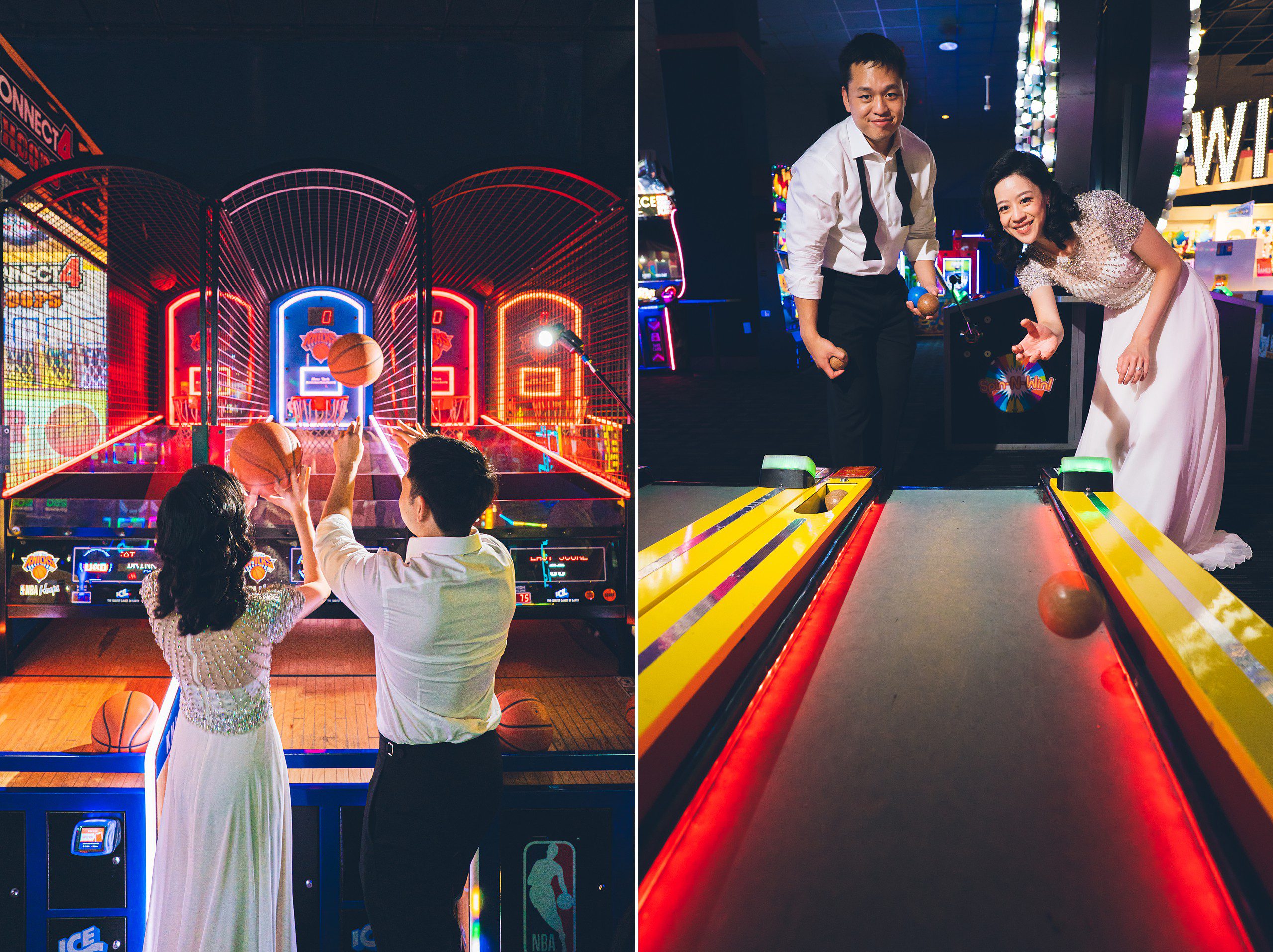 Wedding Photo Session at Dave & Buster’s in NYC by Sascha Reinking Photography