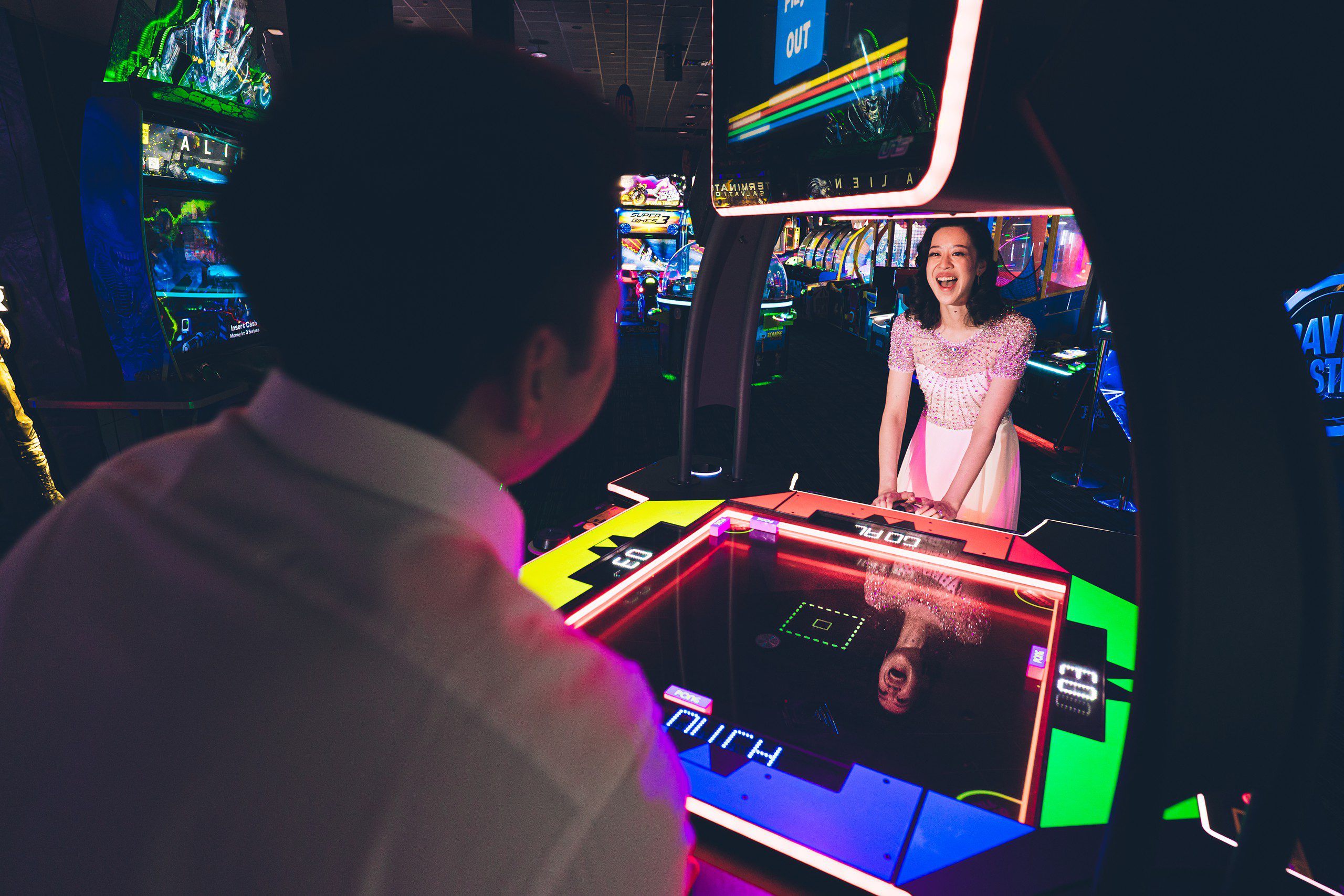 Wedding Photo Session at Dave & Buster’s in NYC by Sascha Reinking Photography