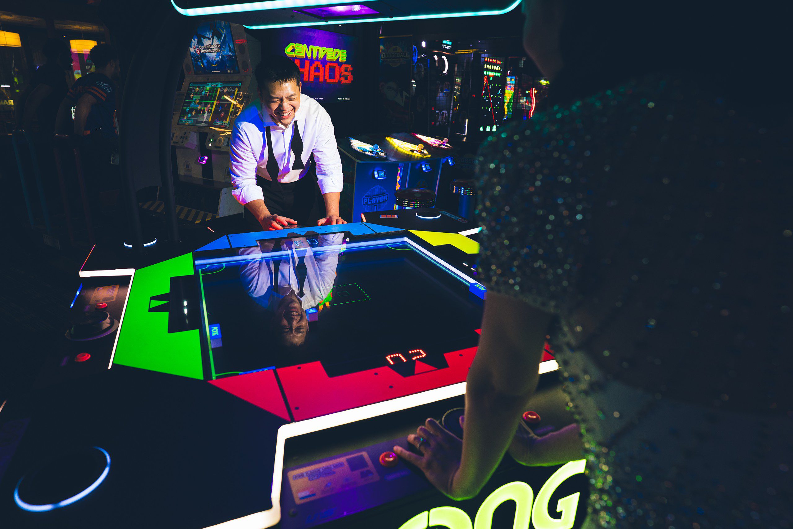 Wedding Photo Session at Dave & Buster’s in NYC by Sascha Reinking Photography