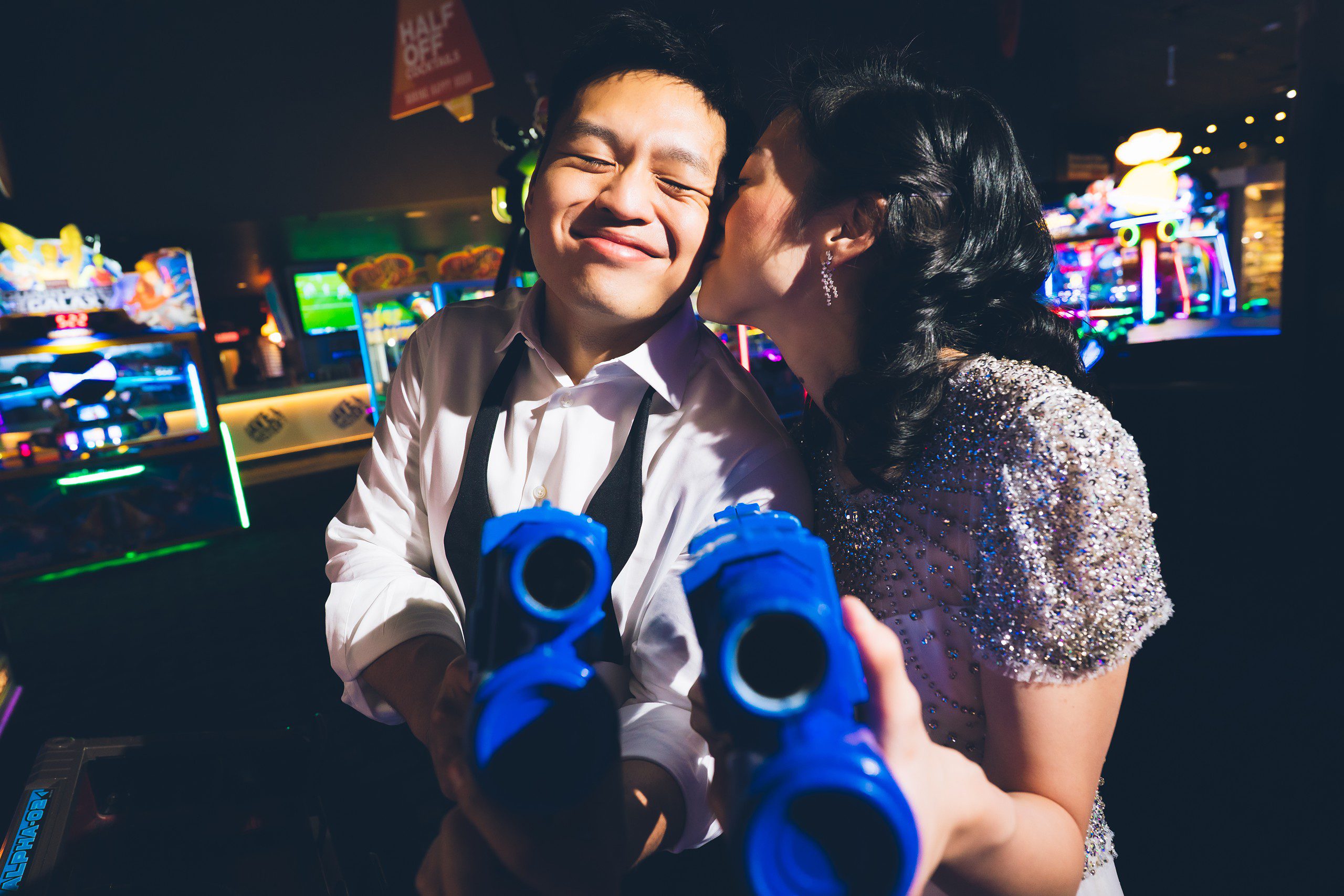 Wedding Photo Session at Dave & Buster’s in NYC by Sascha Reinking Photography