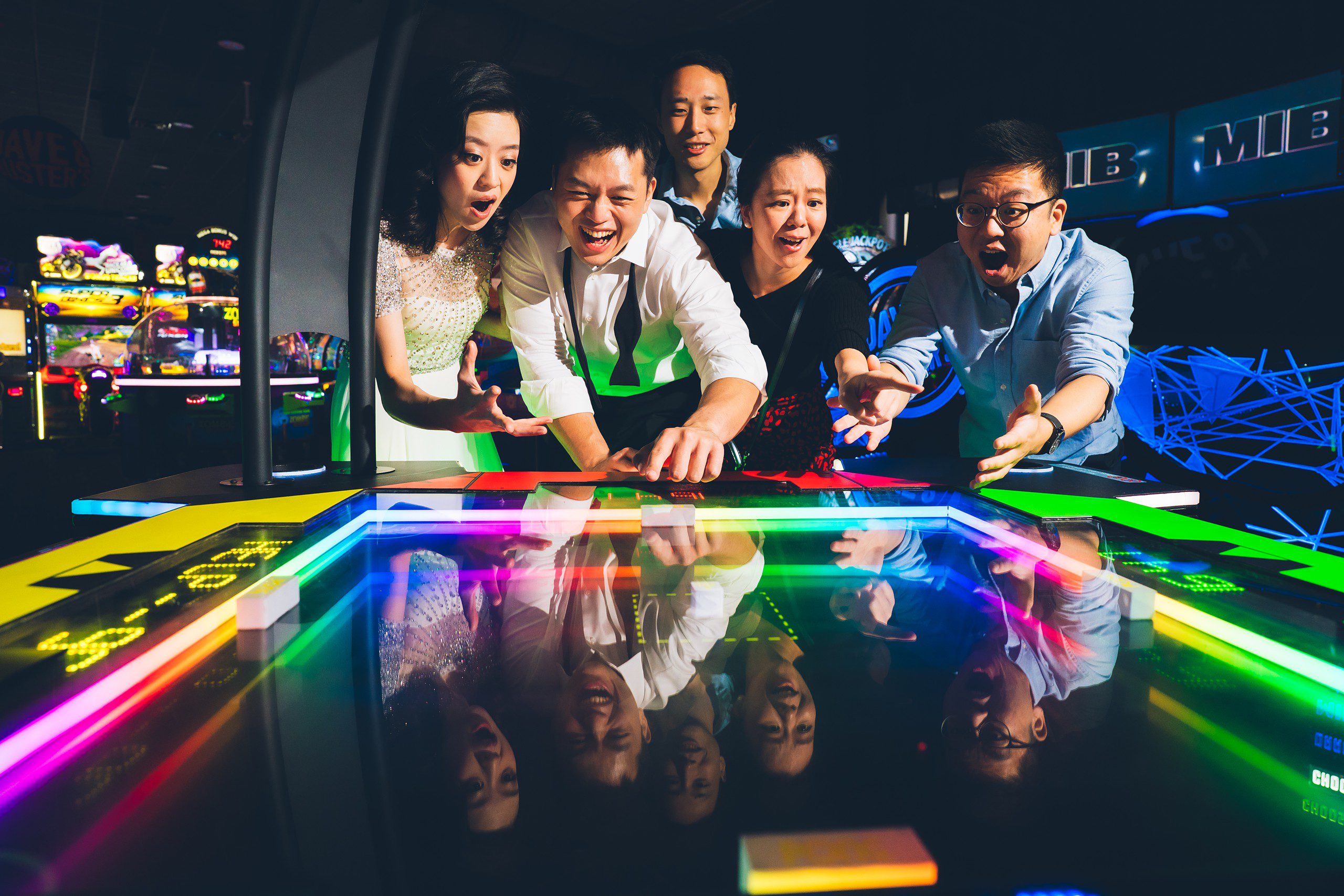 Wedding Photo Session at Dave & Buster’s in NYC by Sascha Reinking Photography